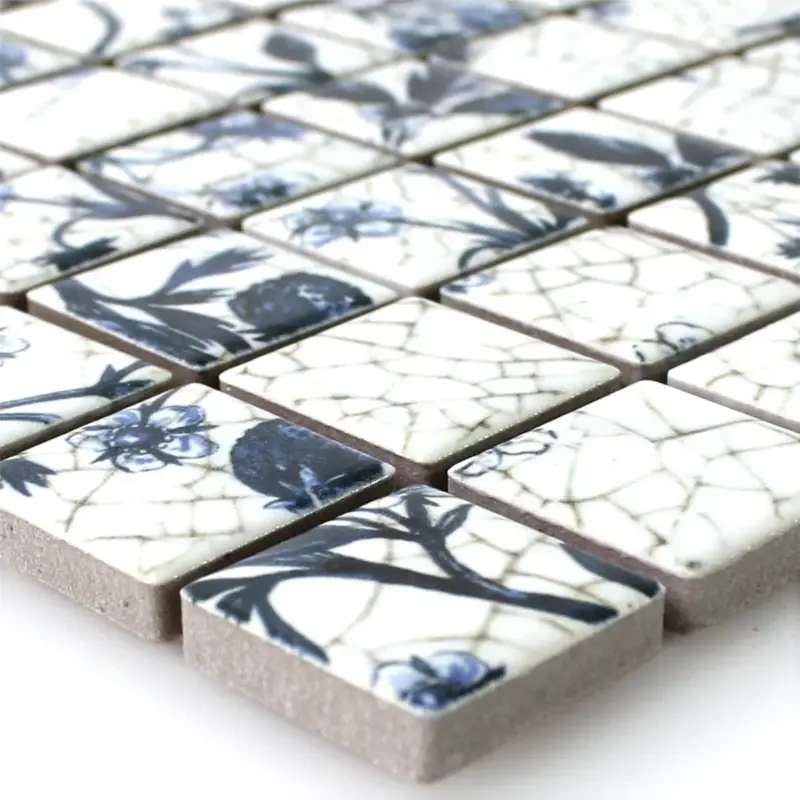 Muster von Mosaikfliesen Keramik Strawberry Weiss Blau Begrenztes Angebot