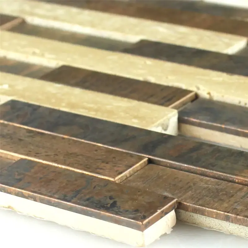 Billig Muster von Kupfer Naturstein Mosaikfliesen Braun Creme Mix