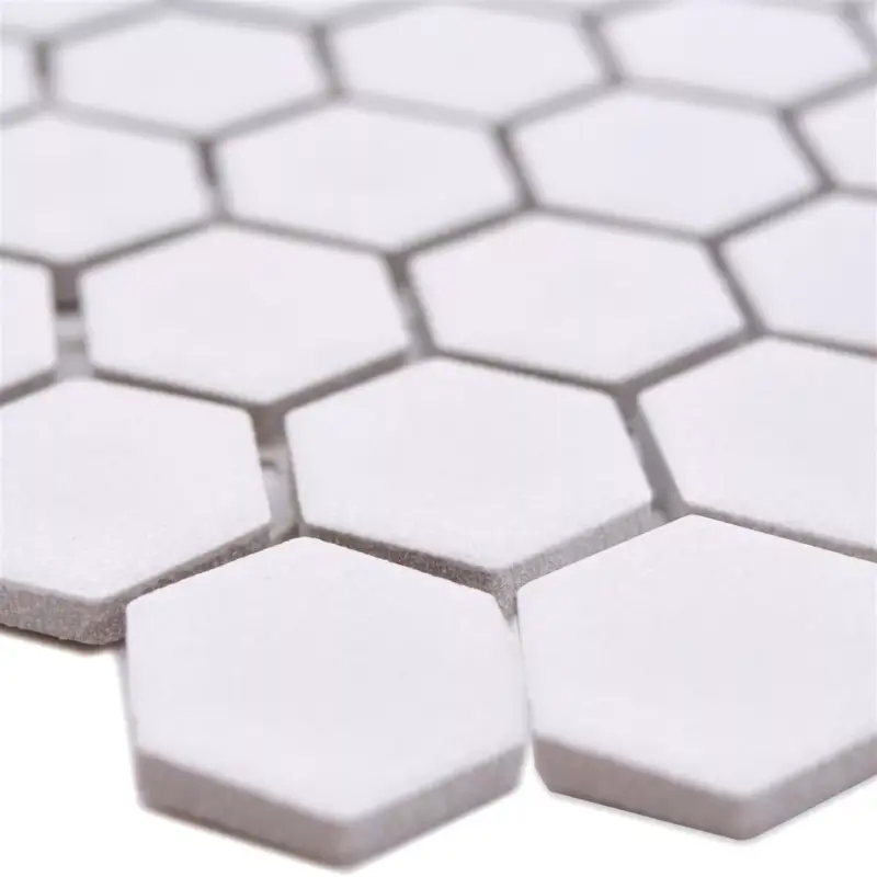 Abverkauf Muster von Keramikmosaik Bismarck R10B Hexagon Weiß H23