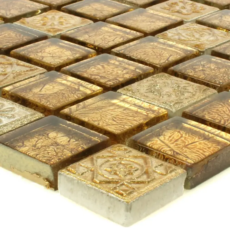 Angebot Muster von Mosaikfliesen Glas Naturstein Coloniale Gold