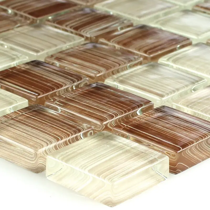 Muster Glasmosaik Fliesen Lafayette Braun Beige Gestreift 8mm Nur Heute