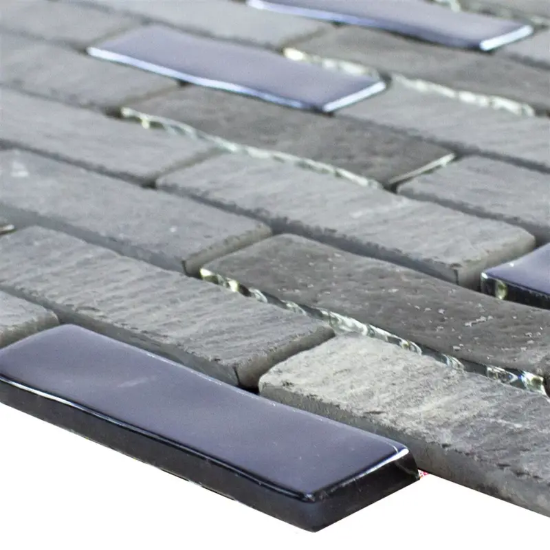 Muster von Glas Naturstein Mosaik Concetto Selbstklebend Schwarz Schnäppchen
