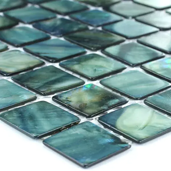 Abverkauf Muster von Mosaikfliesen Glas Perlmutt EffektGrün