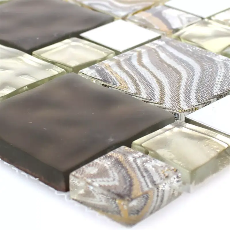 Zertifiziert Muster von Glas Metall Edelstahl Mosaikfliesen Zadar Beige Braun