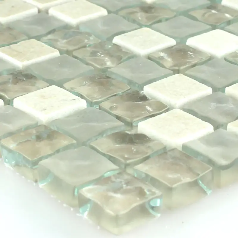 Abverkauf Muster von Mosaikfliesen Glas Marmor Barbuda Creme