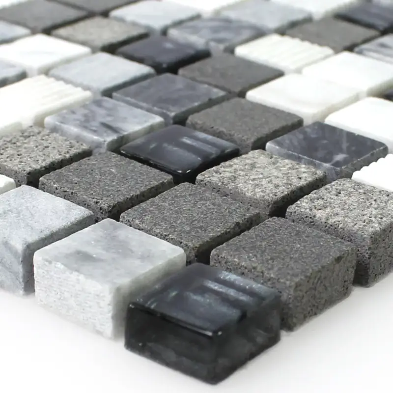 Muster von Mosaikfliesen Glas Naturstein Kodiak Grau Mix Sofort Bestellen