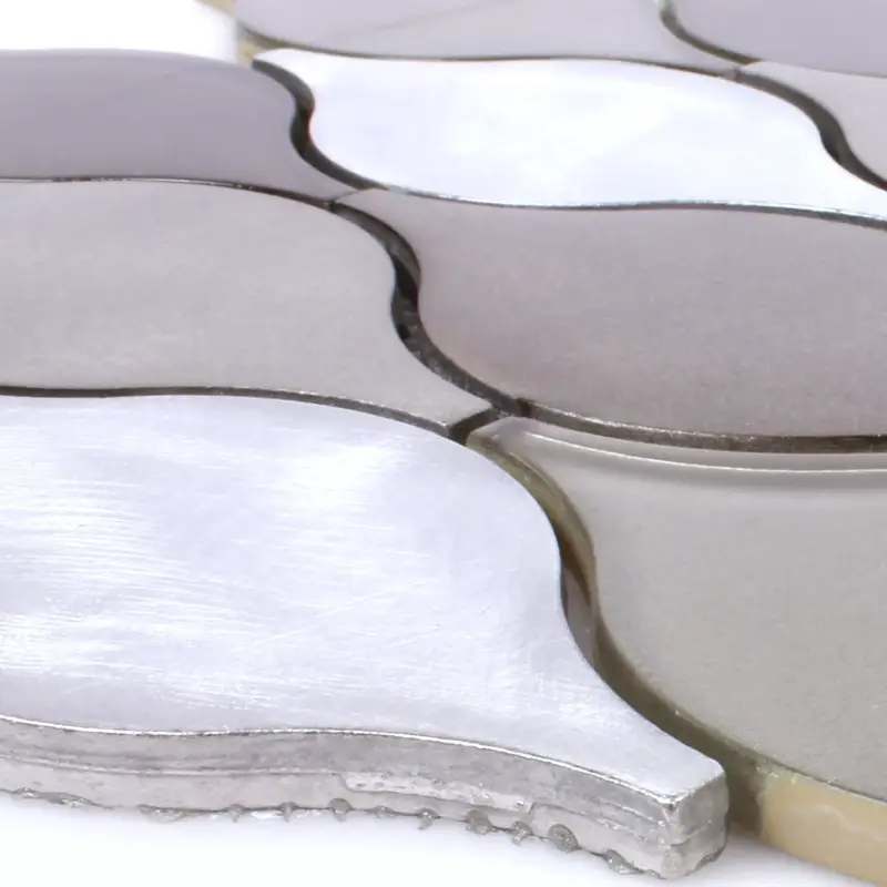 Abverkauf Muster von Mosaikfliesen Glas Aluminium Eliza Braun Silber