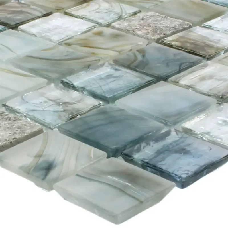 Muster von Glas Naturstein Mosaik Daily Rush Cream Grau Kracherpreis