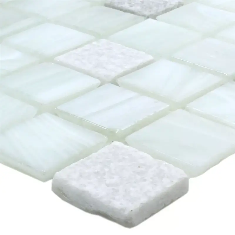 Muster von Glas Naturstein Mosaik Daily Rush Weiss Cream Angebot