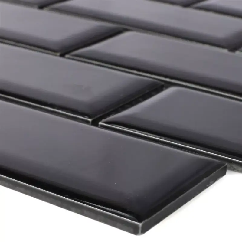 Abverkauf Muster von Keramik Mosaikfliesen Devon Metro Facette Schwarz