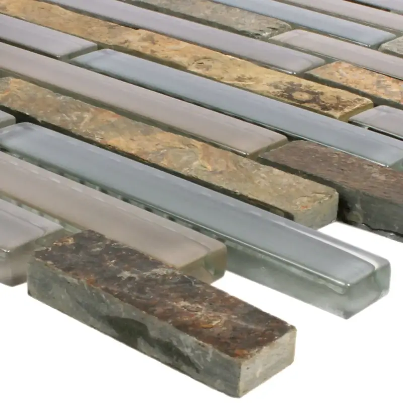 Muster von Mosaikfliesen Apollo Naturstein Glasmix Braun Brick Super-Preis
