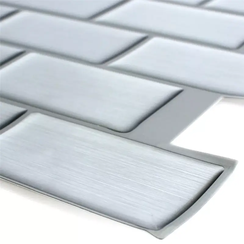 Aktuell Muster von Mosaikfliesen Vinyl Edelstahl Optik Silber