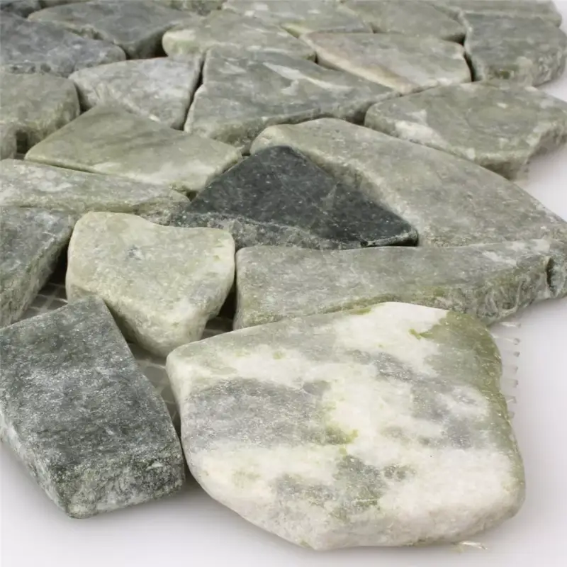 Abverkauf Muster von Mosaikfliesen Marmor Bruch Grau Grün