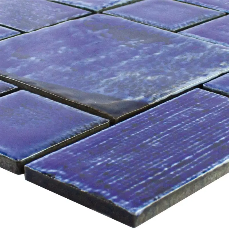 Zertifiziert Muster von Keramik Mosaikfliese Bangor Glänzend Blau Mix