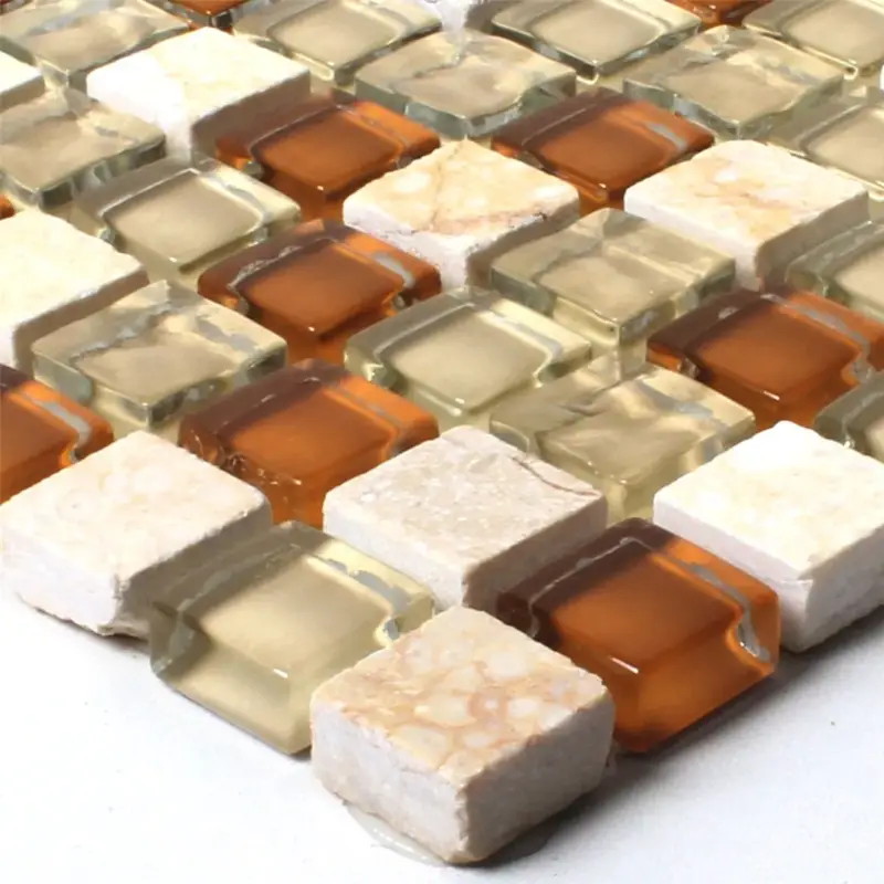 Aktuell Muster Glas Naturstein Marmor Mosaikfliesen Davos Braun Beige