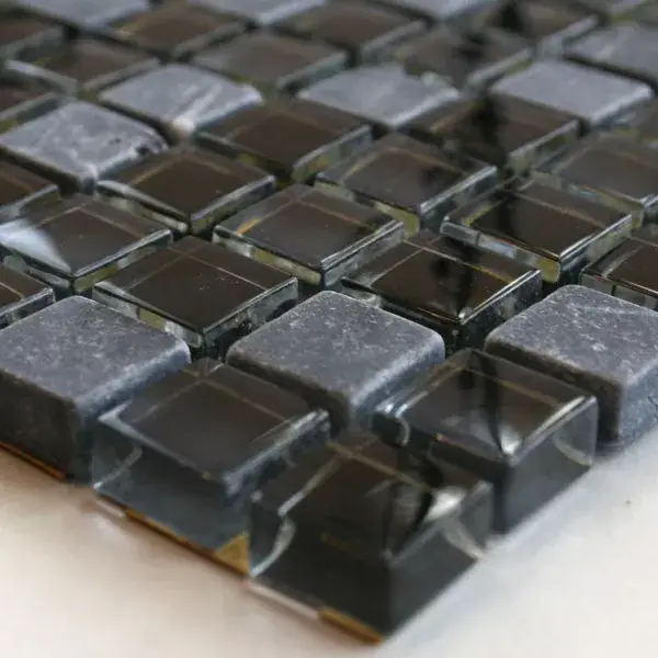 Heißes Angebot Muster von Mosaikfliesen Glas MarmorSchwarz Mix