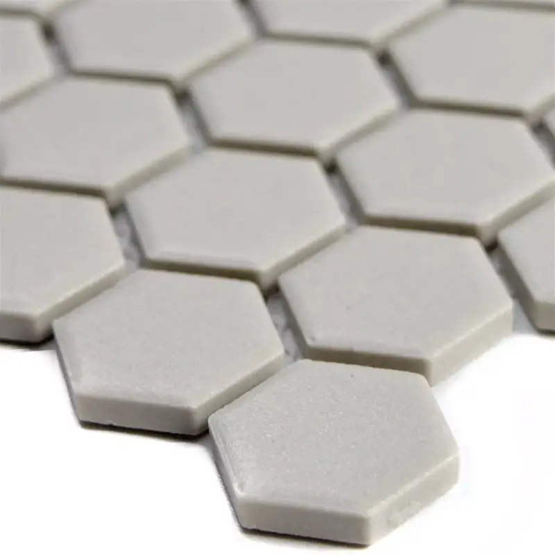 Begrenztes Angebot Muster von Keramik Mosaikfliesen Hexagon Zeinal Unglasiert Hellgrau R10B