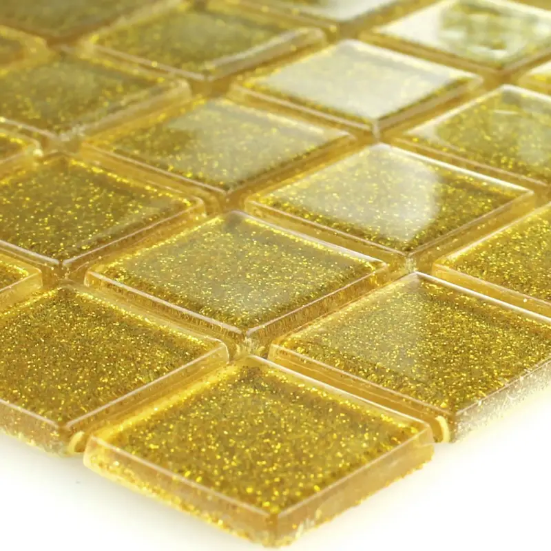 Muster von Glasmosaik Fliesen Wichita Gold Glitzer Solange Der Vorrat Reicht