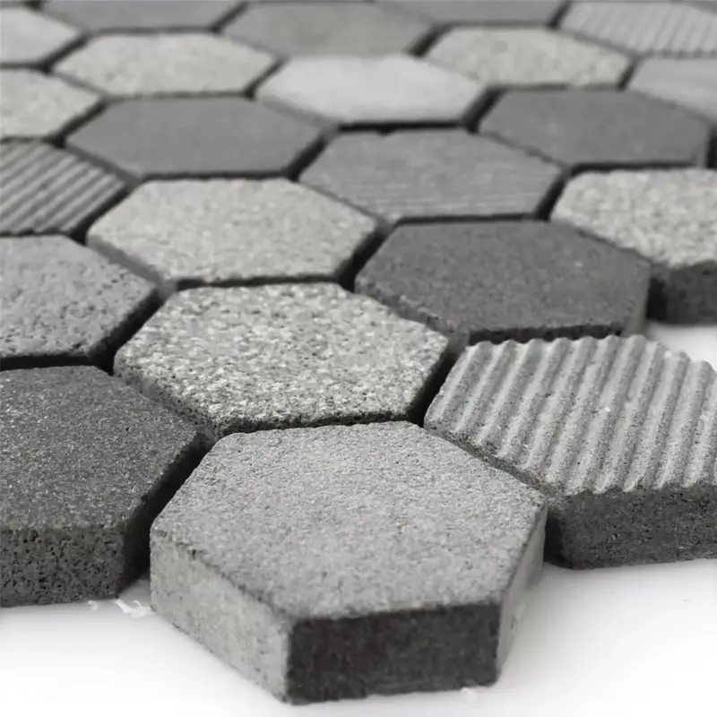 Zertifiziert Muster von Mosaikfliesen Hexagon Naturstein Notte Anthrazit