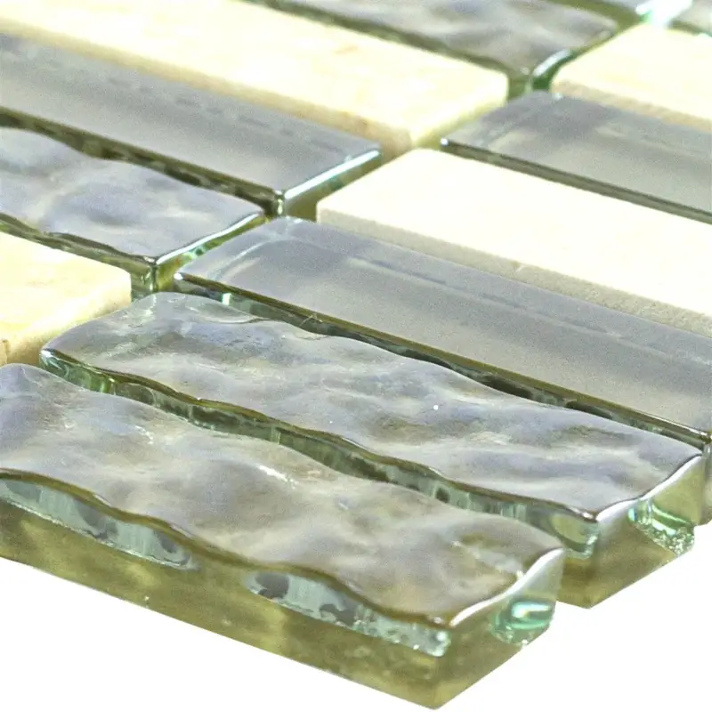 Angebot Muster von Glas Naturstein Mosaikfliese Mantra Beige