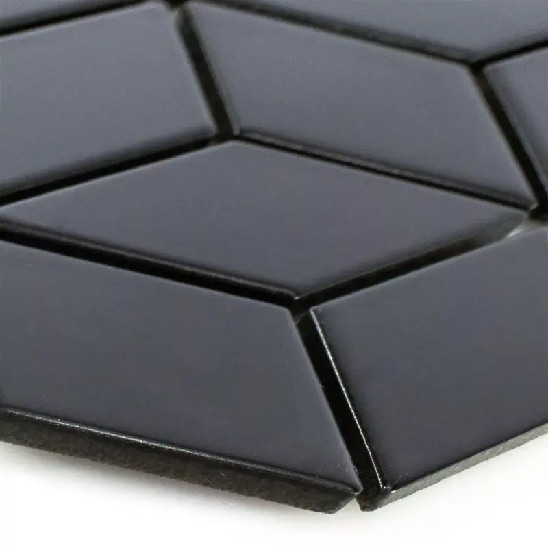 Knallerangebot Muster von Keramik Mosaikfliesen Cavalier 3D Würfel Matt Schwarz