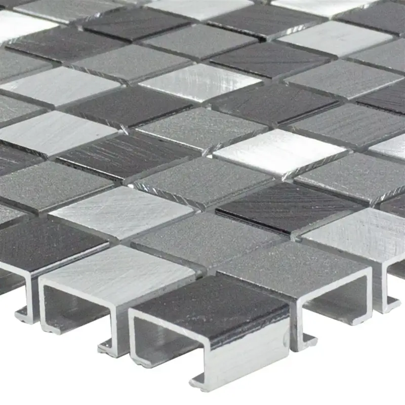 Zertifiziert Muster von Aluminium Metall Mosaik Fliesen Montezuma Grau Silber Mix