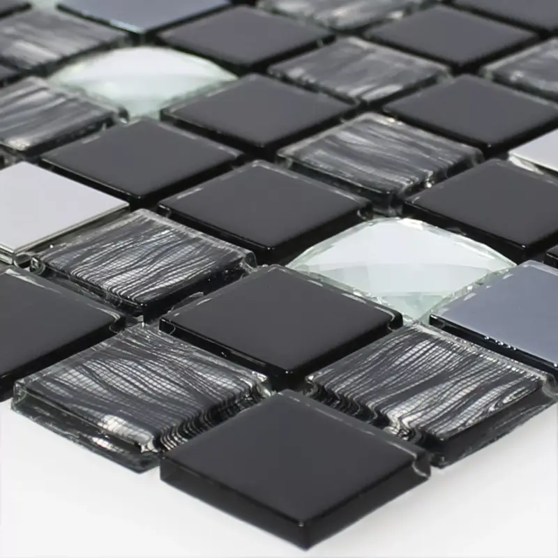 Glas Edelstahl Mosaik Amasya Selbstklebend Schwarz Silber Neu Im Sortiment