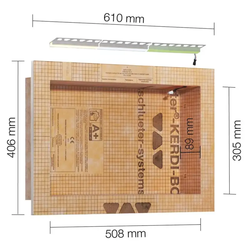 Angebot Schlüter Kerdi Board NLT Nischen Set LED-Beleuchtung Neutralweiß 50,8x30,5x8,9 cm