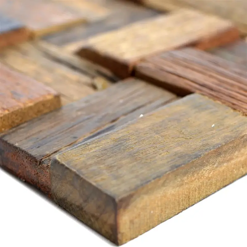 Muster von Holz Mosaikfliesen Bredon 3D Braun Rechteck Heißes Angebot