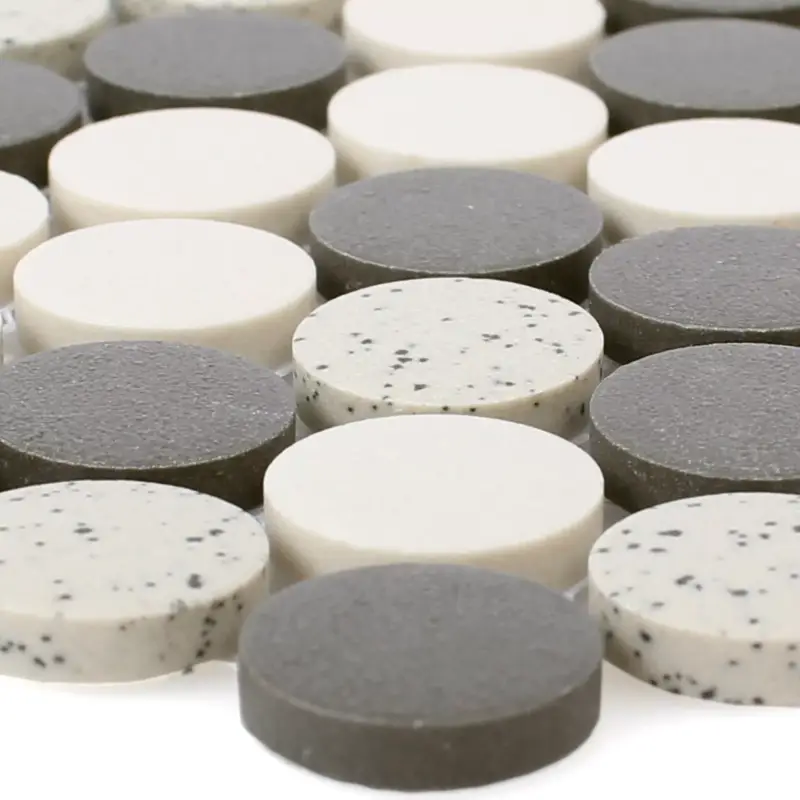 Highlight Keramik Mosaikfliesen Monforte Schwarz Grau Knopf