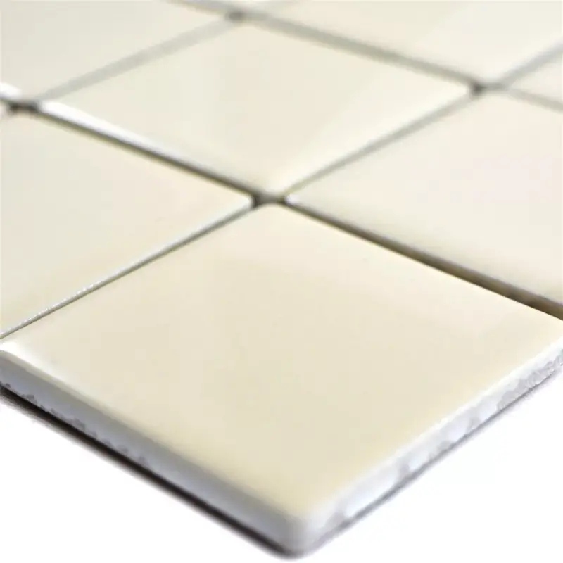 Muster von Keramik Mosaikfliesen Adrian Beige Glänzend Quadrat 48 Begrenztes Angebot