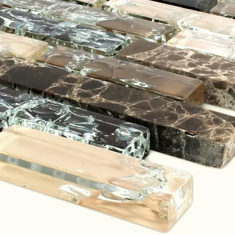 Aktuell Muster Glas Marmor Mosaikfliesen Dark Emperador Malawi Bruchglas Verbund