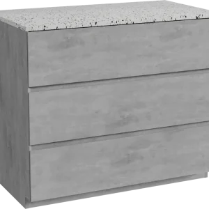 Top-Seller Storke Edge freistehendes Möbelstück Set: 95 x 52 cm, Beton dunkelgrau, mit Tavola Einzel Waschtischplatte, Terrazzo in Weiß/Schwarz matt