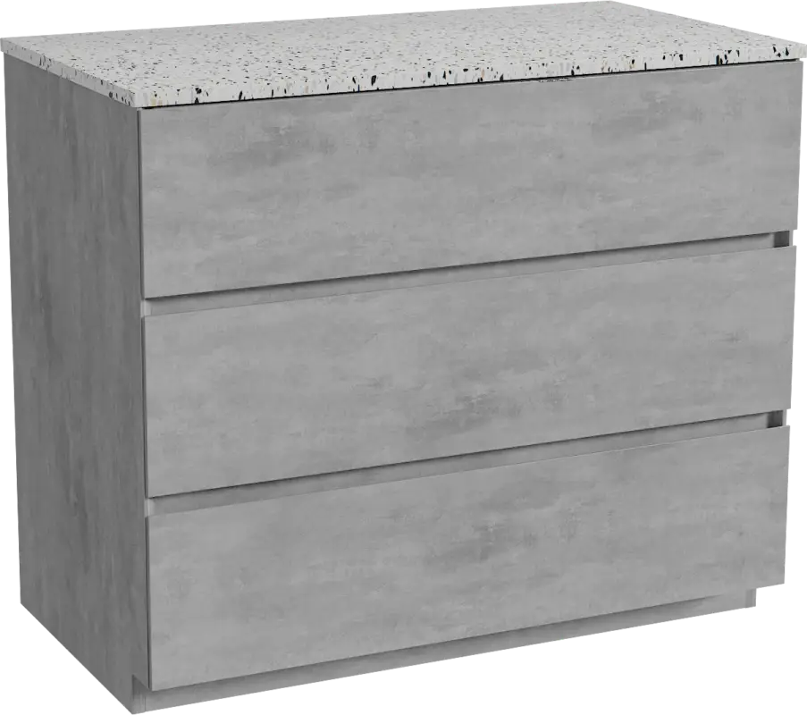 Top-Seller Storke Edge freistehendes Möbelstück Set: 95 x 52 cm, Beton dunkelgrau, mit Tavola Einzel Waschtischplatte, Terrazzo in Weiß/Schwarz matt