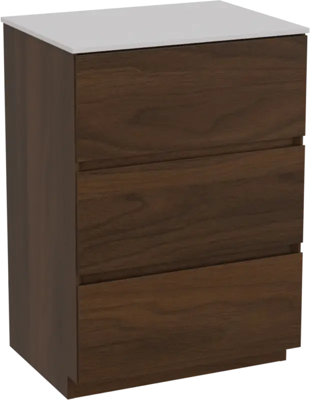 Beliebt Storke Edge freistehendes Möbelstück Set: 60 x 46 cm, Nussbaum, mit Tavola Einzel Waschtischplatte, Solid Surface Weiß matt
