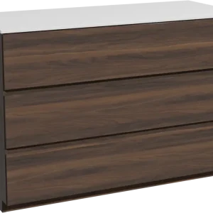 Zertifiziert Storke Edge freistehendes Möbelstück Set: 120 x 52 cm, Nussbaum, mit Tavola Einzel- oder Doppel Waschtischplatte, Solid Surface Weiß matt
