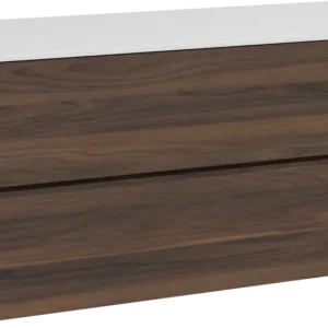 Top-Preis Storke Edge hängendes Möbelstück Set: 120 x 52 cm, Nussbaum, mit Tavola Einzel- oder Doppel Waschtischplatte, Solid Surface Weiß matt