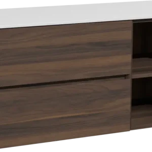 Top-Preis Storke Edge hängendes Möbelstück Set: 120 x 52 cm, Nussbaum, mit Tavola Einzel- oder Doppel Waschtischplatte, Solid Surface Weiß matt