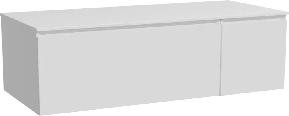 Top-Seller Storke Edge hängendes Möbelstück Set: 120 x 52 cm, Weiß glänzend, mit Tavola Einzel- oder Doppel Waschtischplatte, Solid Surface Weiß matt