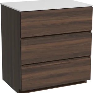 Zertifiziert Storke Edge freistehendes Möbelstück Set: 75 x 52 cm, Nussbaum, mit Tavola Einzel Waschtischplatte, Solid Surface Weiß matt