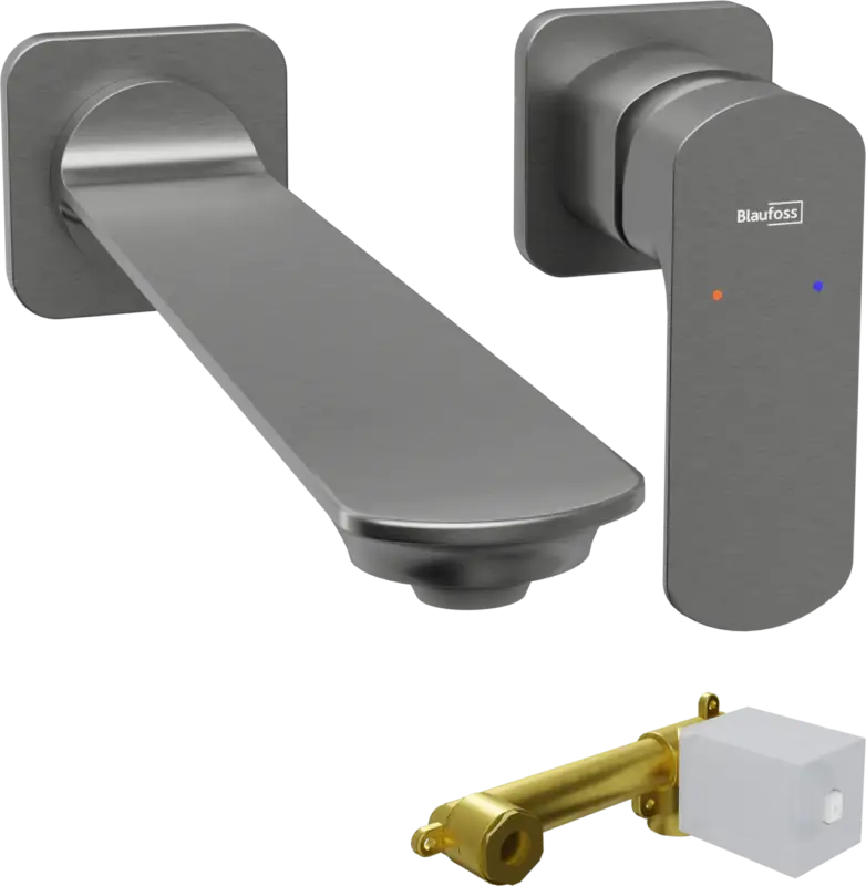 Sonderaktion Blaufoss Bodan Unterputz-Waschbecken Armatur: Brushed GunMetal, Einbauelement inklusive