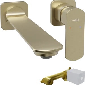 Nur Heute Blaufoss Bodan Unterputz-Waschbecken Armatur: Brushed Champagne Gold, Einbauelement inklusive