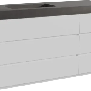 Top-Preis Storke Edge freistehendes Möbelstück Set: 150 x 52 cm, Weiß matt, mit Scuro High Waschtisch links, Quarz Schwarz matt