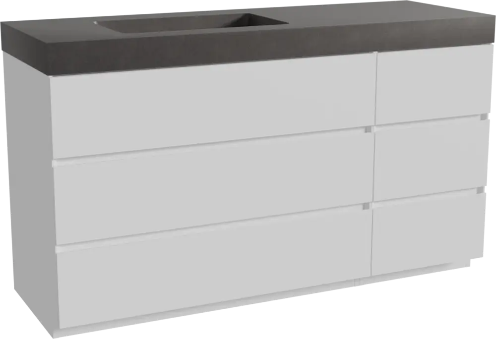 Top-Preis Storke Edge freistehendes Möbelstück Set: 150 x 52 cm, Weiß matt, mit Scuro High Waschtisch links, Quarz Schwarz matt