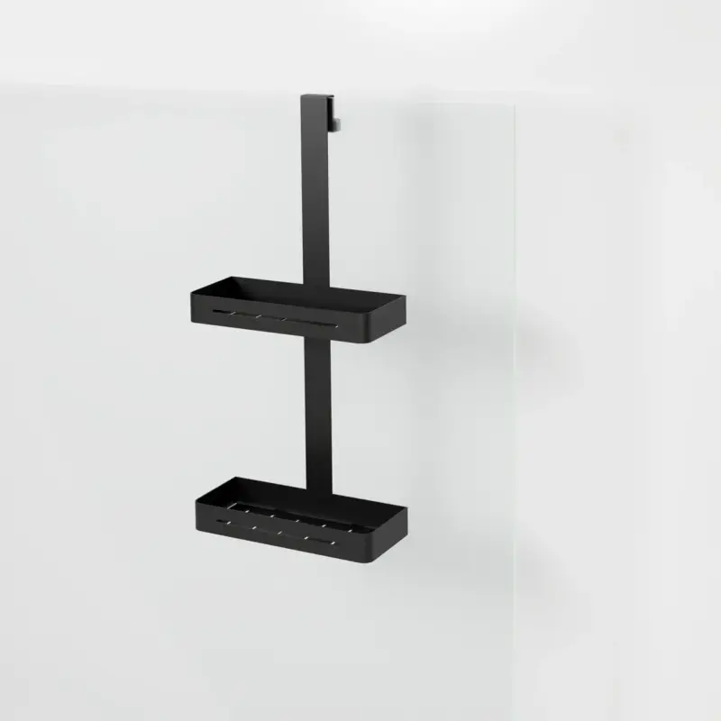 Blaufoss Gulio Doppelhaken Shampoo-Halter, schwarz matt Billig