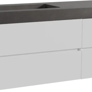 Top-Seller Storke Edge hängendes Möbelstück Set: 130 x 52 cm, Weiß matt, mit Scuro High Waschtisch links, Quarz Schwarz matt