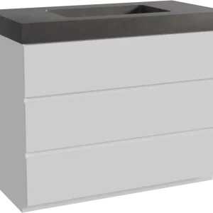 Top-Seller Storke Edge freistehendes Möbelstück Set: 105 x 52 cm, Weiß matt, mit Scuro High Einzelwaschtisch, Quarz Schwarz matt