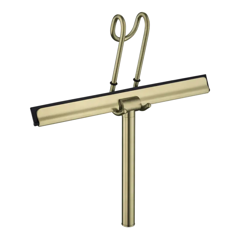 Blaufoss Duschwischer Brushed Champagne Gold mit Wandaufhänger für die Duschabtrennung Sonderangebot