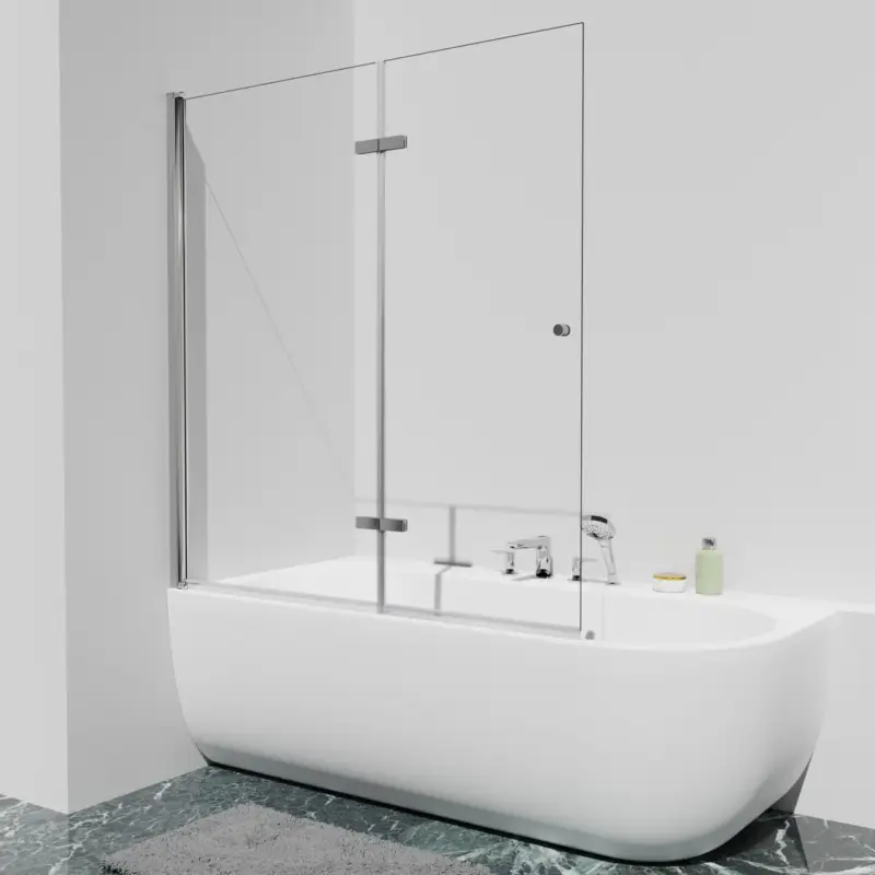 Knallerangebot Luca Varess Kuresa zweiteilige zusammenklappbare Badewannenaufsatz: 140 cm, Klarglas, Chrom Profil
