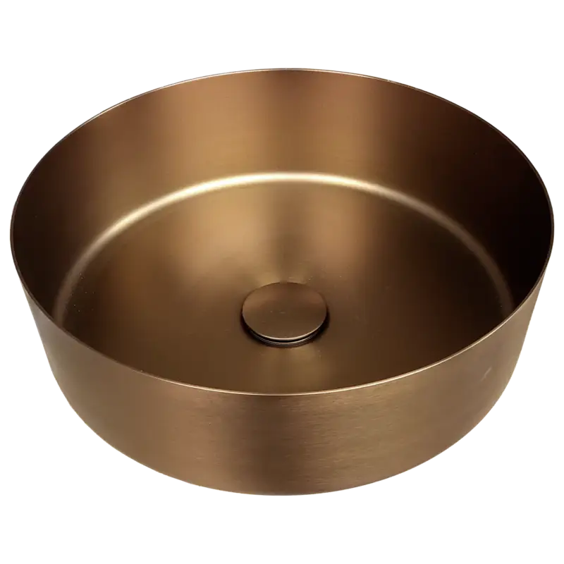 Balmani Accia Aufsatzwaschbecken: Brushed Rosegold, Edelstahl, rund, Ø 36 cm Günstig